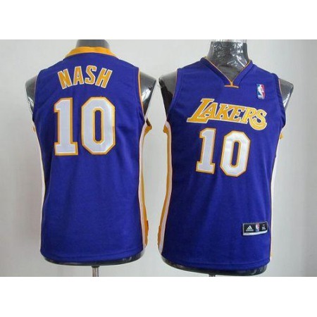 Revolution 30 Lakers #10 Steve Nash Purple Stitched Youth NBA Jersey