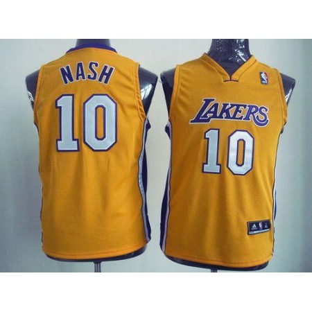 Revolution 30 Lakers #10 Steve Nash Yellow Stitched Youth NBA Jersey