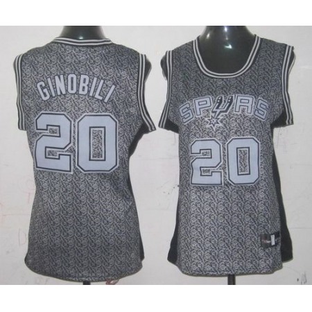 Spurs #20 Manu Ginobili Grey Women's Static Fashion Stitched NBA Jersey