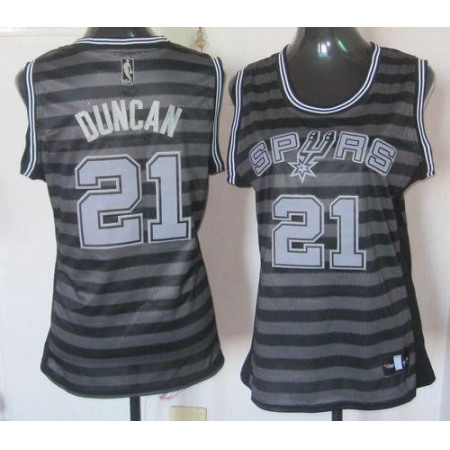 Spurs #21 Tim Duncan Black/Grey Women's Groove Stitched NBA Jersey