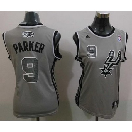 Spurs #9 Tony Parker Grey Alternate Women's Stitched NBA Jersey