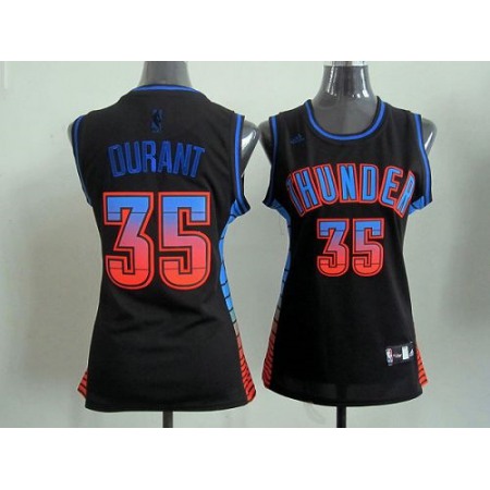 Thunder #35 Kevin Durant Black Women's Vibe Stitched NBA Jersey