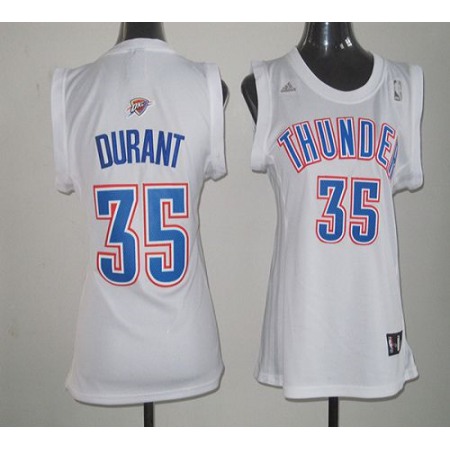 Thunder #35 Kevin Durant White Women Fashion Stitched NBA Jersey