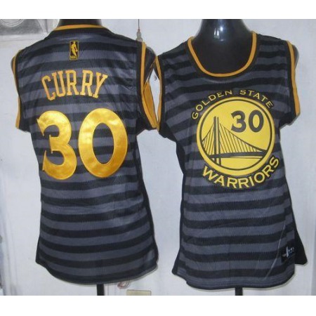 Warriors #30 Stephen Curry Black/Grey Women's Groove Stitched NBA Jersey