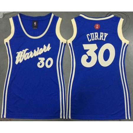 Warriors #30 Stephen Curry Blue 2015-2016 Christmas Day Women's Dress Stitched NBA Jersey