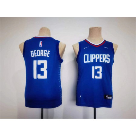 Youth Los Angeles Clippers #13 Paul George Royal Stitched Basketball Jersey