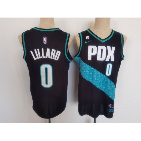 Youth Portland Trail Blazers #0 Damian Lillard 2022-23 Black With No.6 Patch City Edition Stitched Basketball Jersey