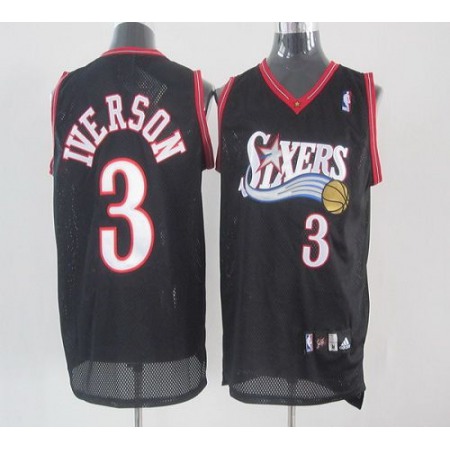 76ers #3 Allen Iverson Black Stitched Youth NBA Jersey