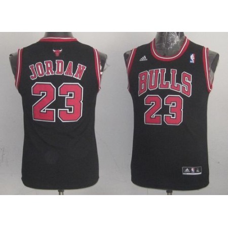 Bulls #23 Michael Jordan Black & Red No. Stitched Youth NBA Jersey