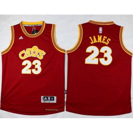 Cavaliers #23 LeBron James Red Wine Alternate Climacool Stitched Youth NBA Jersey