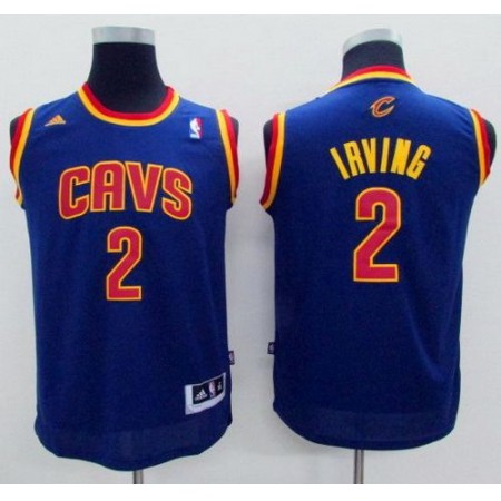 Cavaliers #2 Kyrie Irving Navy Blue Stitched Youth NBA Jersey