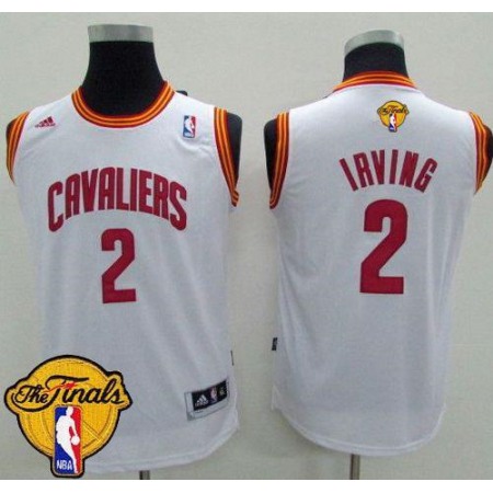 Cavaliers #2 Kyrie Irving White The Finals Patch Stitched Youth NBA Jersey