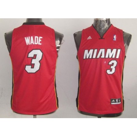 Heat #3 Dwyane Wade Red Stitched Youth NBA Jersey