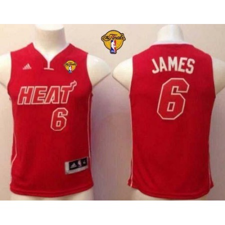 Heat Finals Patch #6 LeBron James Red Pride Swingman Stitched Youth NBA Jersey