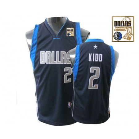 Mavericks 2011 Champions Patch #2 Jason Kidd Dark Blue Stitched Youth NBA Jersey