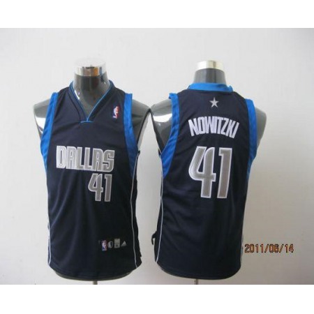 Mavericks #41 Dirk Nowitzki Dark Blue Stitched Youth NBA Jersey