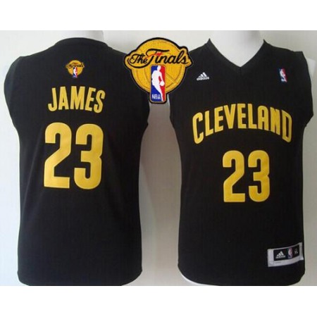 Revolution 30 Cavaliers #23 LeBron James Black The Finals Patch Stitched Youth NBA Jersey