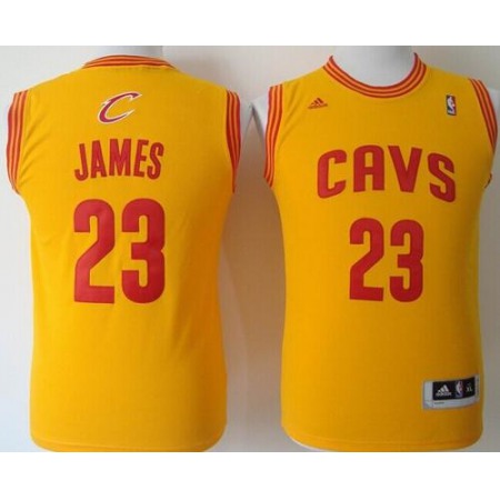 Revolution 30 Cavaliers #23 LeBron James Gold Stitched Youth NBA Jersey