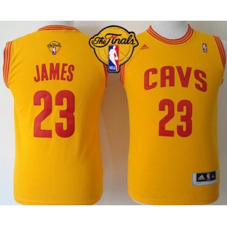 Revolution 30 Cavaliers #23 LeBron James Gold The Finals Patch Stitched Youth NBA Jersey