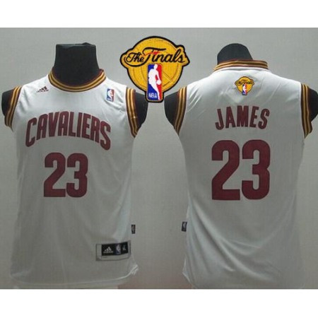 Revolution 30 Cavaliers #23 LeBron James White The Finals Patch Stitched Youth NBA Jersey