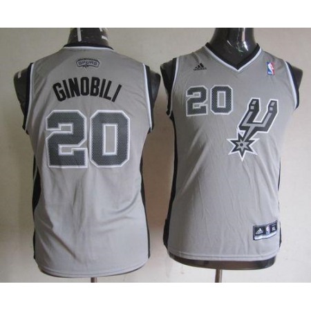 Spurs #20 Manu Ginobili Grey Youth Stitched NBA Jersey