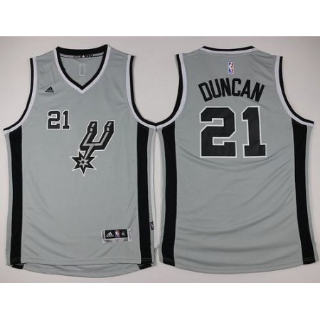 Spurs #21 Tim Duncan Grey Youth Stitched NBA Jersey