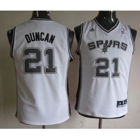 Spurs #21 Tim Duncan White Youth Stitched NBA Jersey