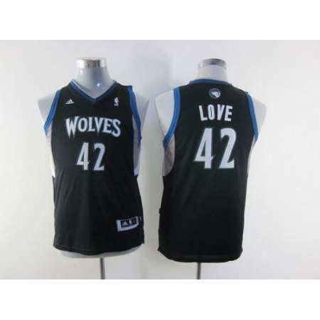 Timberwolves #42 Kevin Love Black Stitched Youth NBA Jersey
