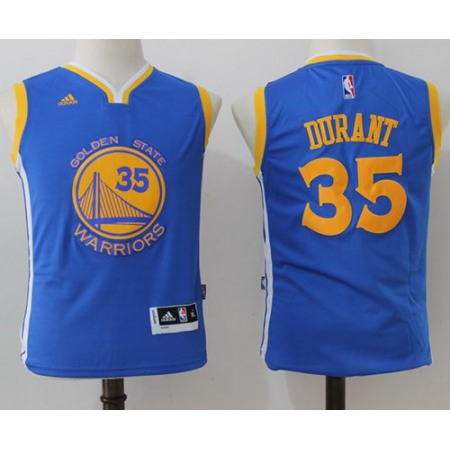 Warriors #35 Kevin Durant Blue Stitched Youth NBA Jersey