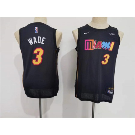 Youth Miami Heat #3 Dwyane Wade Black City Edition Swingman Stitched Jersey