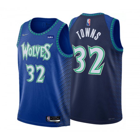 Youth Minnesota Timberwolves #32 Karl-Anthony Town 2021/22 Blue City Edition 75th Anniversary Swingman Stitched Jersey