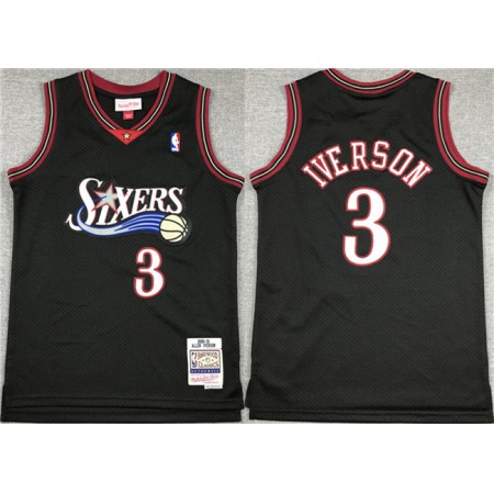 Youth Philadelphia 76ers #3 Allen Iverson Black Stitched Jersey