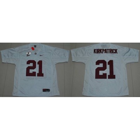 Crimson Tide #21 Dre Kirkpatrick White 2016 College Football Playoff National Championship Patch Stitched NCAA Jersey