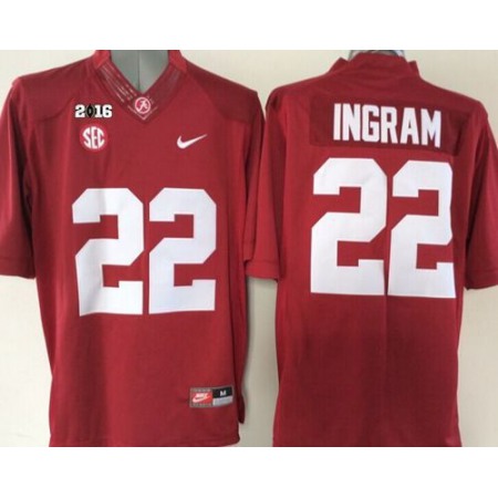 Crimson Tide #22 Mark Ingram Red 2016 College Football Playoff National Championship Patch Stitched NCAA Jersey