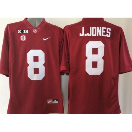 Crimson Tide #8 Julio Jones Red 2016 College Football Playoff National Championship Patch Stitched NCAA Jersey