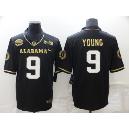 Men's Alabama Crimson Tide #9 Bryce Young 2022 Patch Black Gold Stitched Jersey
