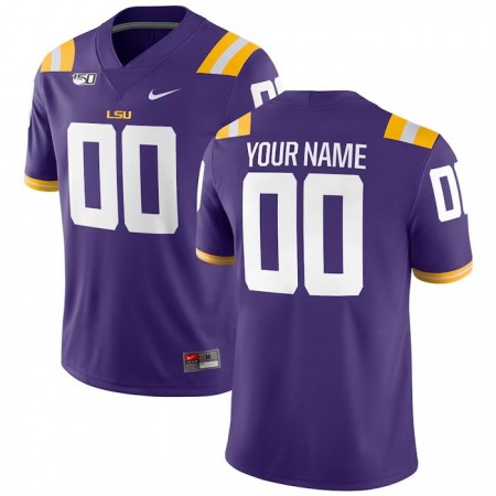 Men's LSU Tigers Customized Purple With 150th Patch Limited Stitched Jersey