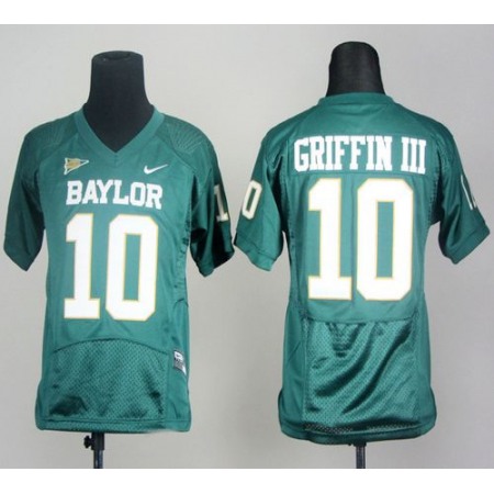 Bears #10 Robert Griffin III Green Stitched Youth NCAA Jersey