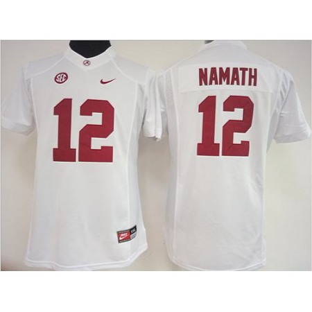 Crimson Tide #12 Joe Namath White Women's Stitched NCAA Jersey