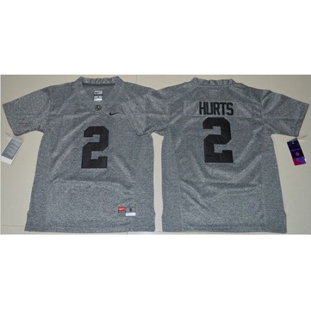 Crimson Tide #2 Jalen Hurts Gridiron Gray Limited Stitched Youth NCAA Jersey