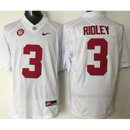 Crimson Tide #3 Calvin Ridley White Stitched NCAA Jersey
