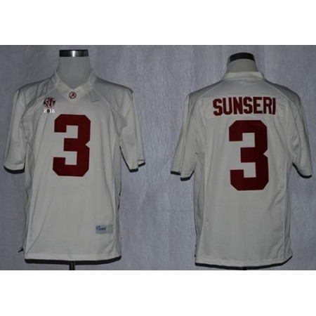 Crimson Tide #3 Vinnie Sunseri White Limited 2016 College Football Playoff National Championship Patch Stitched NCAA Jersey
