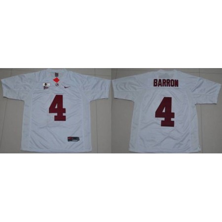 Crimson Tide #4 Mark Barron White 2016 College Football Playoff National Championship Patch Stitched NCAA Jersey