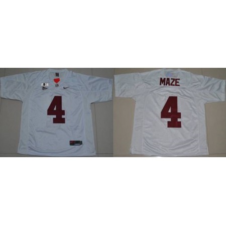 Crimson Tide #4 Marquis Maze White 2016 College Football Playoff National Championship Patch Stitched NCAA Jersey