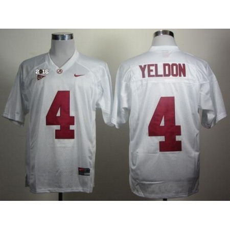Crimson Tide #4 T.J Yeldon White 2016 College Football Playoff National Championship Patch Stitched NCAA Jersey
