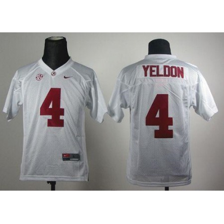 Crimson Tide #4 T.J Yeldon White Stitched Youth NCAA Jersey