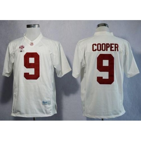 Crimson Tide #9 Amari Cooper White Limited 2016 College Football Playoff National Championship Patch Stitched NCAA Jersey