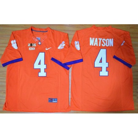 Tigers #4 Deshaun Watson Orange Limited 2016 College Football Playoff National Championship Patch Stitched NCAA Jersey