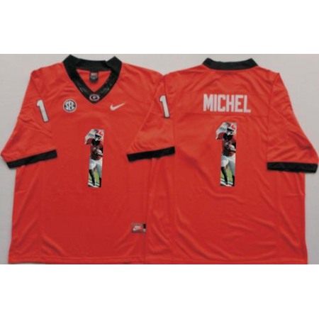 Bulldogs #1 Sony Michel Red Player Fashion Stitched NCAA Jersey