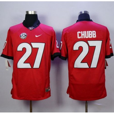 Bulldogs #27 Nick Chubb Red Limited Stitched NCAA Jersey